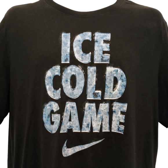 New Ice Cold Game Hockey Men's L Swoosh Logo Black T- Shirt - Picture 2 of 8